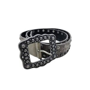 Beltiscool Women's Studded Genuine Leather Buckle Belt